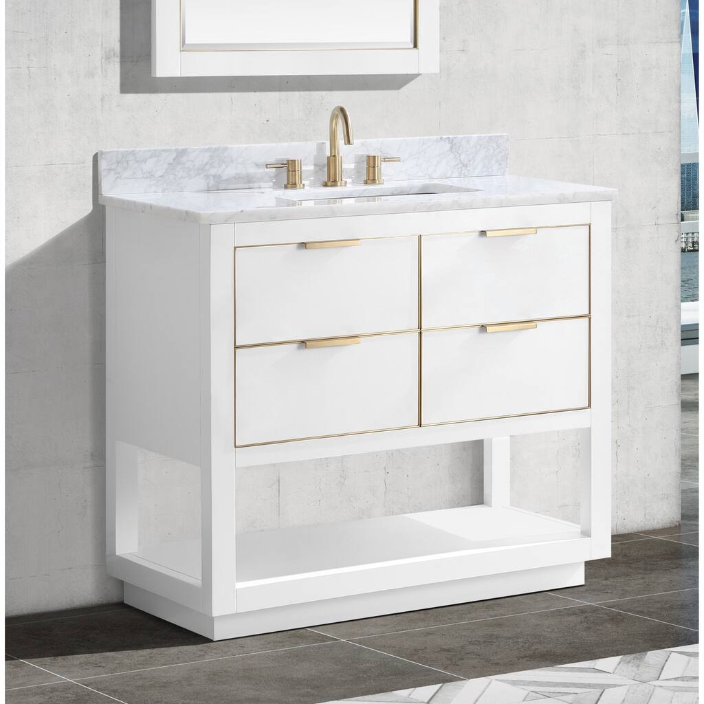 Avanity Allie 37 in. Single Sink Bathroom Vanity Set in White with Gold Trim