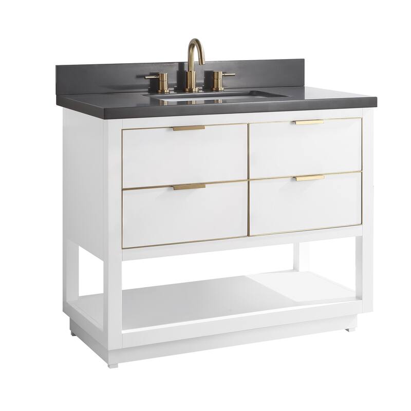 Avanity Allie 43 in. Single Sink Bathroom Vanity Set in White with Gold Trim