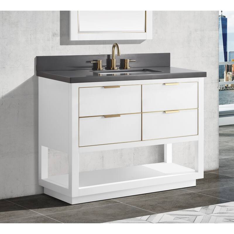 Avanity Allie 43 in. Single Sink Bathroom Vanity Set in White with Gold Trim