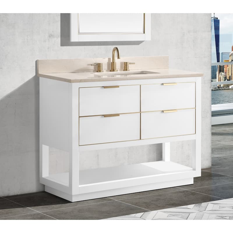 Avanity Allie 43 in. Single Sink Bathroom Vanity Set in White with Gold Trim