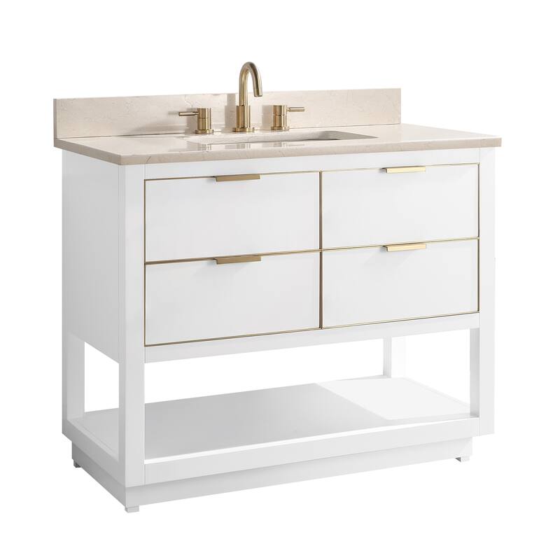 Avanity Allie 43 in. Single Sink Bathroom Vanity Set in White with Gold Trim