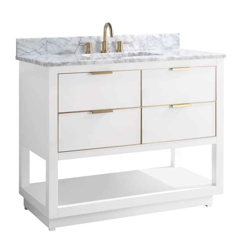 Avanity Allie 43 in. Single Sink Bathroom Vanity Set in White with Gold Trim