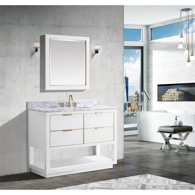 Avanity Allie 43 in. Single Sink Bathroom Vanity Set in White with Gold Trim