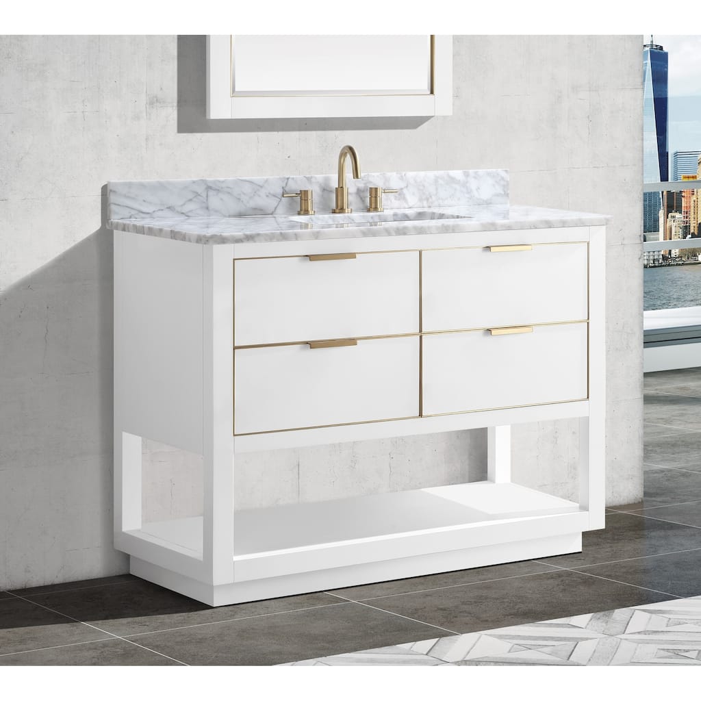 Avanity Allie 43 in. Single Sink Bathroom Vanity Set in White with Gold Trim