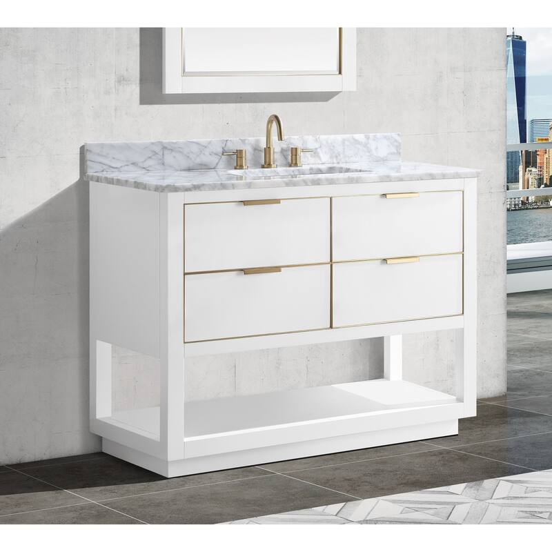 Avanity Allie 43 in. Single Sink Bathroom Vanity Set in White with Gold Trim
