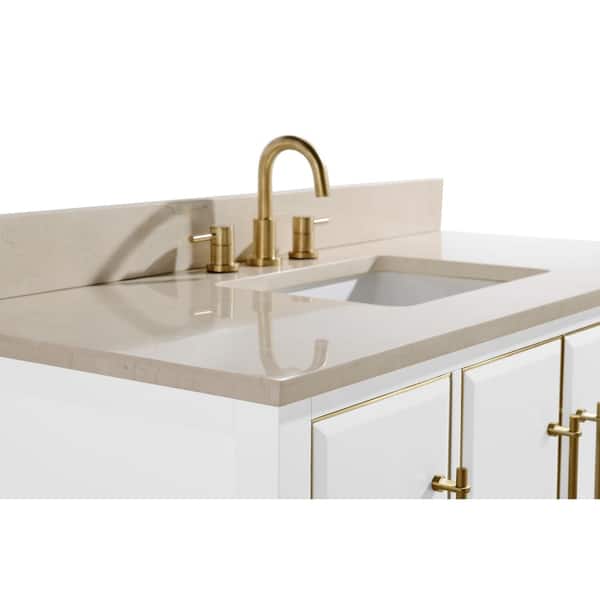Avanity Mason 49 In Single Sink Bathroom Vanity Set In White With Gold Trim Overstock 28671220