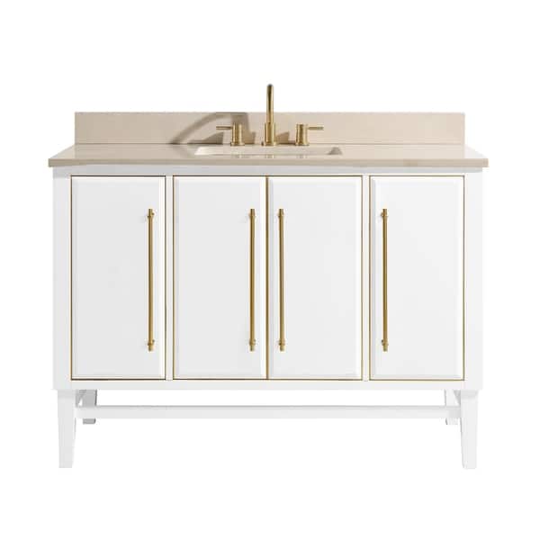 Avanity Mason 49 In Single Sink Bathroom Vanity Set In White With Gold Trim Overstock 28671220
