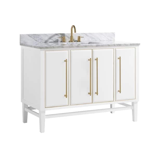 Avanity Mason 49 In Single Sink Bathroom Vanity Set In White With Gold Trim Overstock 28671220