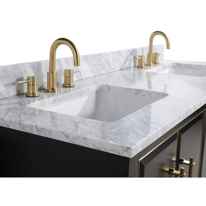 Avanity Mason 61 in. Double Sink Bathroom Vanity Set in Black with Gold Trim