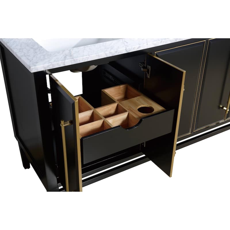 Avanity Mason 61 in. Double Sink Bathroom Vanity Set in Black with Gold Trim