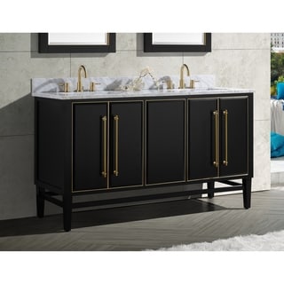 Avanity Mason 61 in. Double Sink Bathroom Vanity Set in Black with Gold Trim