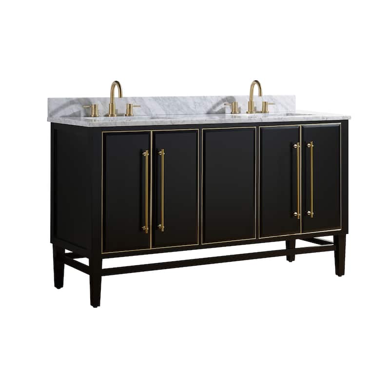 Avanity Mason 61 in. Double Sink Bathroom Vanity Set in Black with Gold Trim