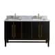 preview thumbnail 1 of 9, Avanity Mason 61 in. Double Sink Bathroom Vanity Set in Black with Gold Trim Carrara White Marble