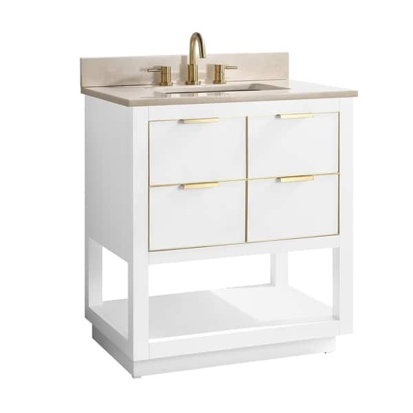 Shop Avanity Allie 31 In Single Sink Bathroom Vanity Set In White With Gold Trim Overstock 28671241 Gray Quartz