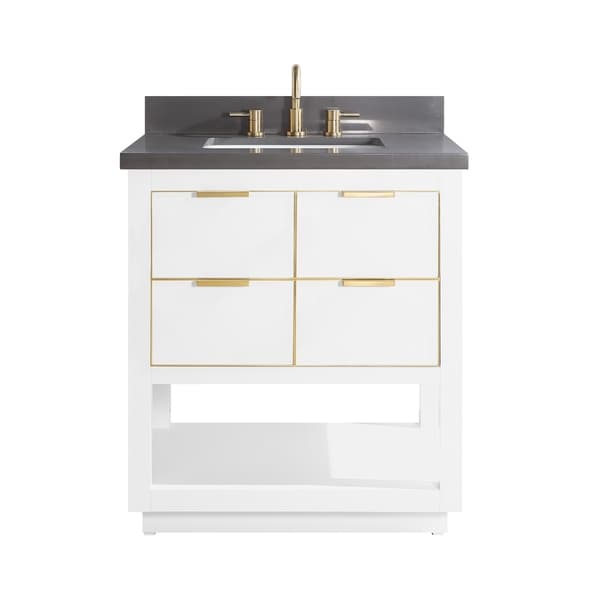 Avanity Allie 31 In. Single Sink Bathroom Vanity Set In White With Gold Trim - Overstock - 28671241 - Gray Quartz Avanity Allie 31 In. Single Sink Bathroom Vanity Set In White With Gold Trim - Overstock - 28671241 - Gray Quartz