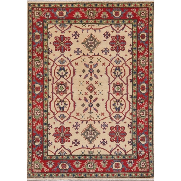 Pakistani Kazak Transitional Oriental Hand Knotted Wool Area Rug - 7'1" x 5'0"