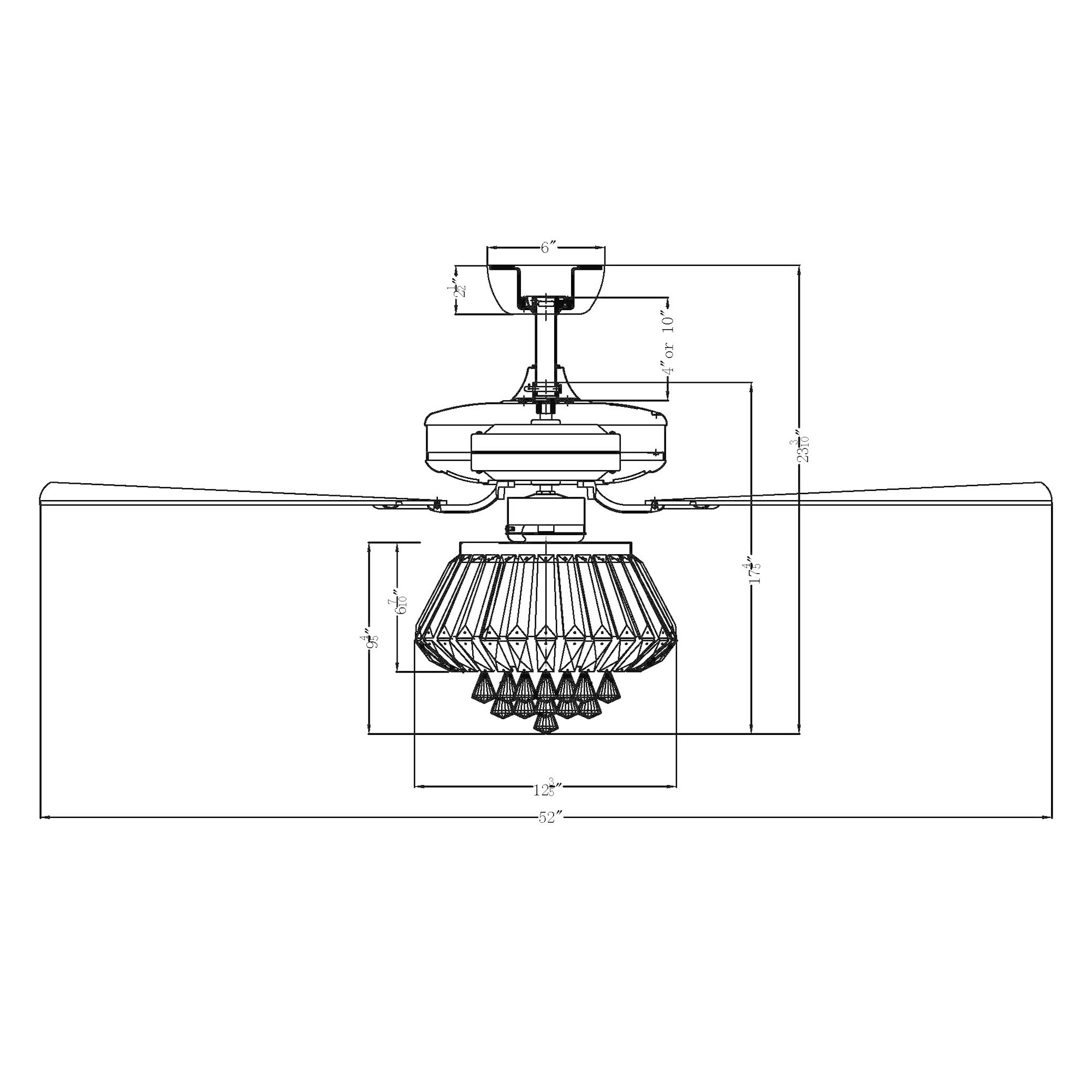 Shop Modern Chrome Crystal 52 Inch 5 Blade Ceiling Fan With Remote