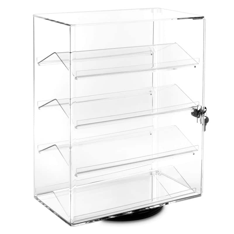 Lockable Rotating Acrylic Display Case w/ 4 Removable Shelves