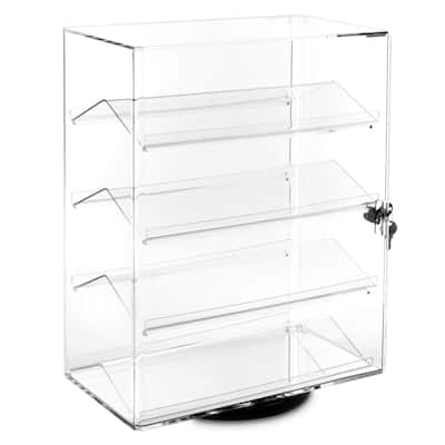 Lockable Rotating Acrylic Display Case w/ 4 Removable Shelves