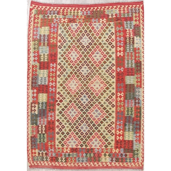 Southwestern Oriental Kilim Wool Turkish Hand Woven Persian Area Rug - 9'10" x 6'10"
