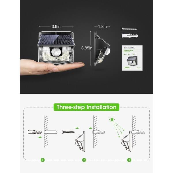 1pc Litom 30 Led Solar Lights Outdoor Motion Sensor