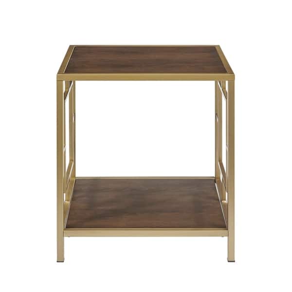 Martha Stewart Renee Walnut Antique Gold 22 Inch End Table Overstock 28673859