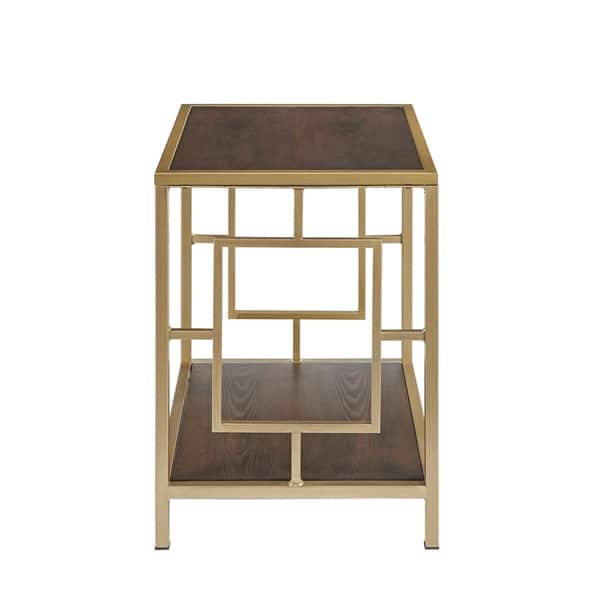 Martha Stewart Renee Walnut Antique Gold 22 Inch End Table Overstock 28673859