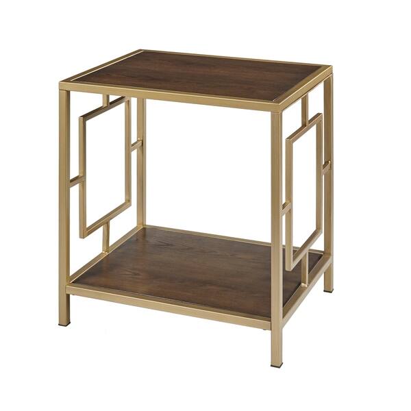 Shop Martha Stewart Renee Walnut Antique Gold 22 Inch End Table