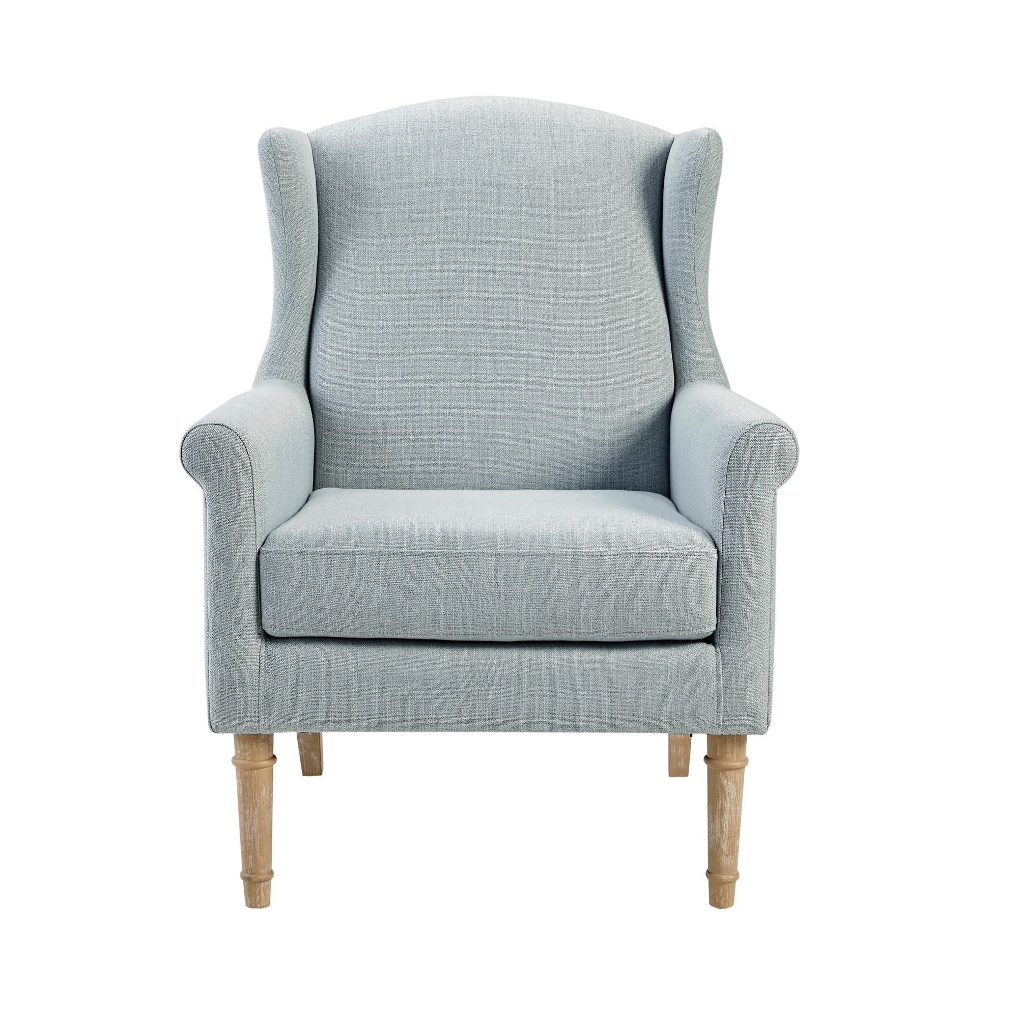 pale blue wingback chair