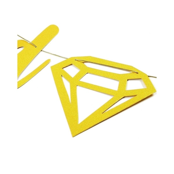 Shop Engaged Gold Glitter Banner With Diamond For Engagement Party