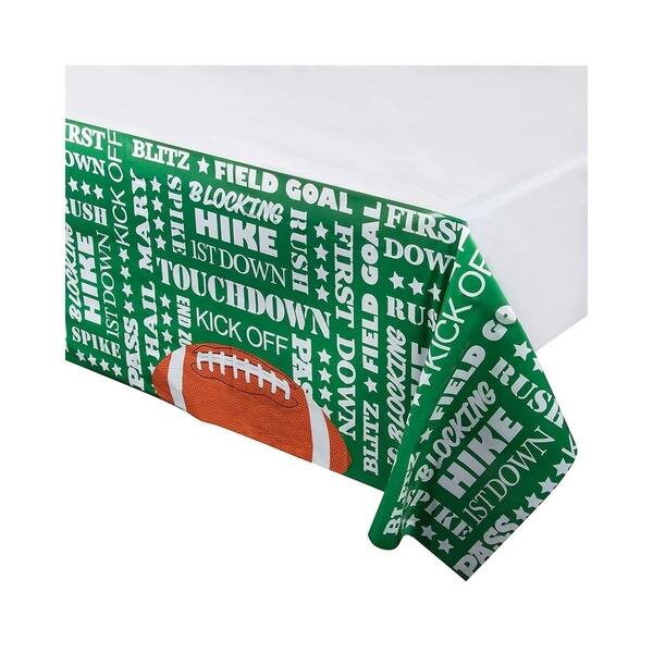 Football Theme Tablecloth – 108x54 Inch Disposable Plastic Rectangular Table Cover, Set Of 4, Party Decorations