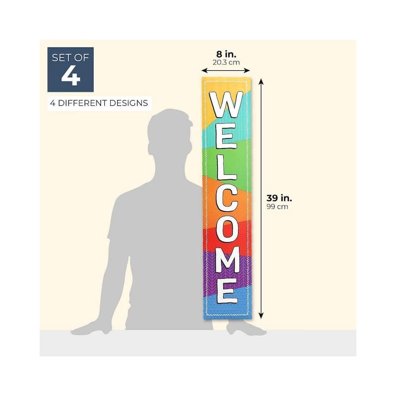 Juvale 4-Piece Set Classroom Welcome Banner Signs, Decorations, 4 Designs, 8 x 39"