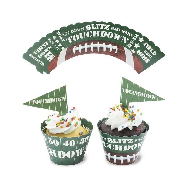Shop Juvale 50 Sets Football Cupcake Toppers And Wrappers For