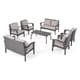 preview thumbnail 7 of 5, Honolulu Outdoor 5-piece Wicker Chat Set with Cushions by Christopher Knight Home Gray+Light Gray