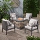 preview thumbnail 6 of 5, Kaula 5-piece Wicker Club Chair Fire Pit Set by Christopher Knight Home