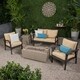 preview thumbnail 1 of 5, Kalo Outdoor 4 Seater Wicker Chat Set with Fire Pit by Christopher Knight Home Brown+Tan+Light Gray