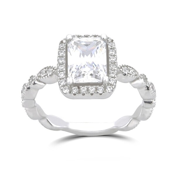 emerald cut sterling silver rings