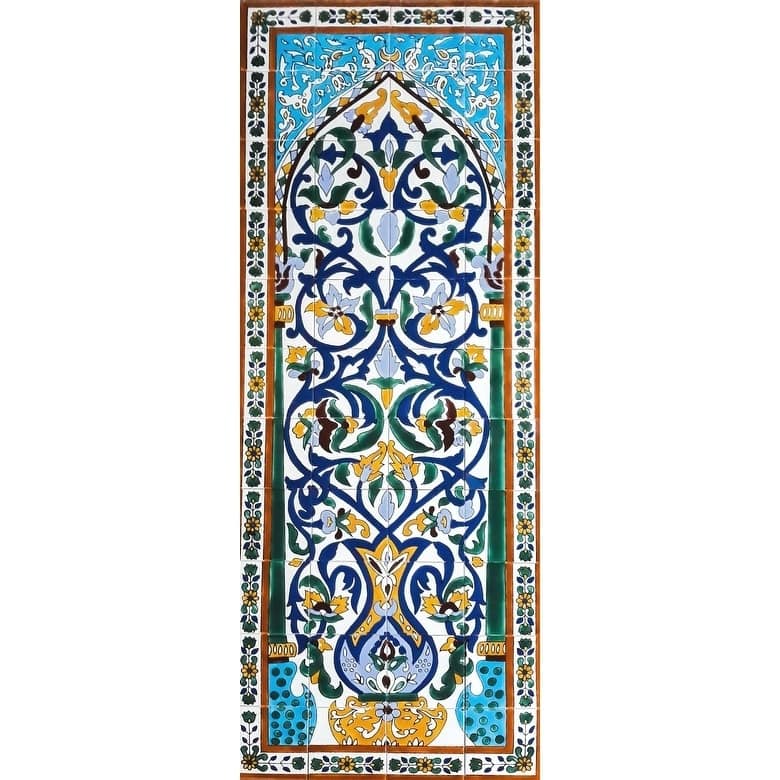 Floral Vase Ceramic 44 Tiles Mosaic Wall Mural Panel