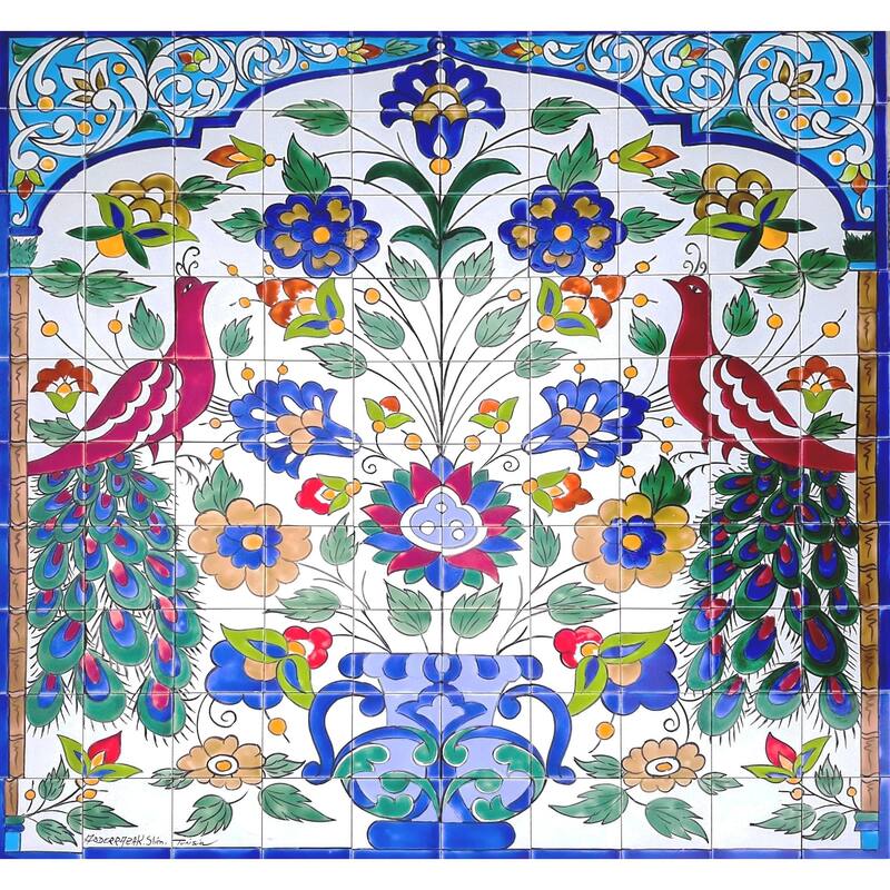 Peacock Mural Ceramic 100 Tiles Mosaic Wall Panel Bed Bath & Beyond
