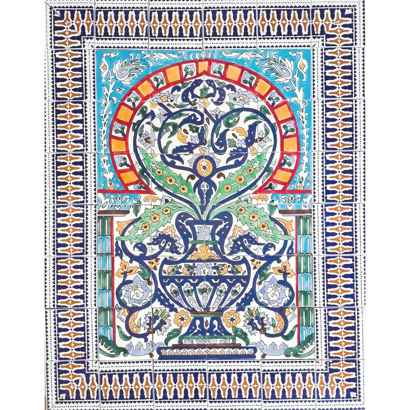 Arabesque Multicolor Design 48 Tiles Ceramic Mosaic Wall Mural Panel