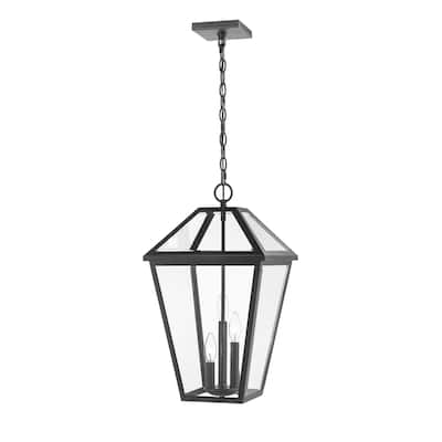 Talbot 3 Light Outdoor Chain Mount Ceiling Fixture in Black