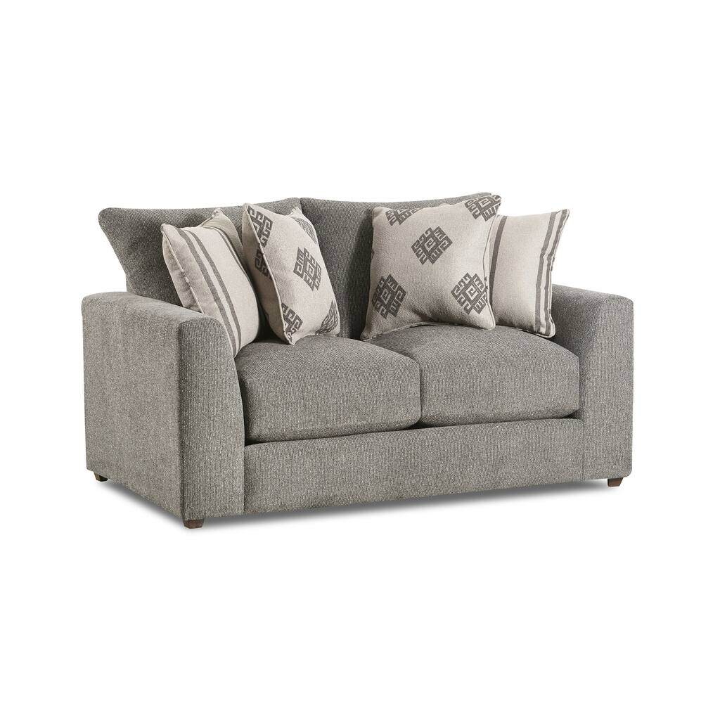 Moden Fabric Loveseat with Toss Pillows