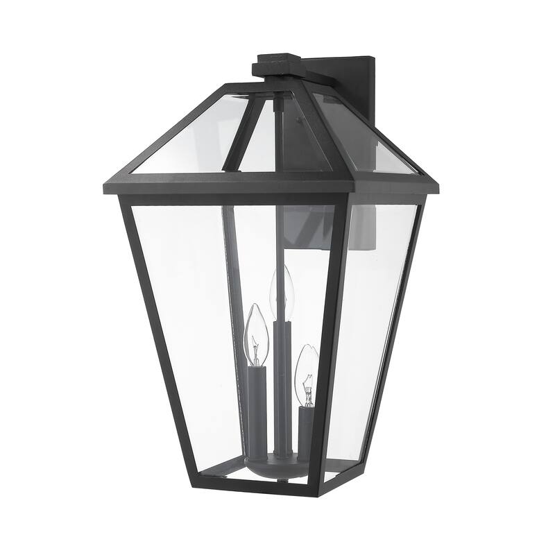Talbot 3 Light Outdoor Wall Sconce in Black - Black