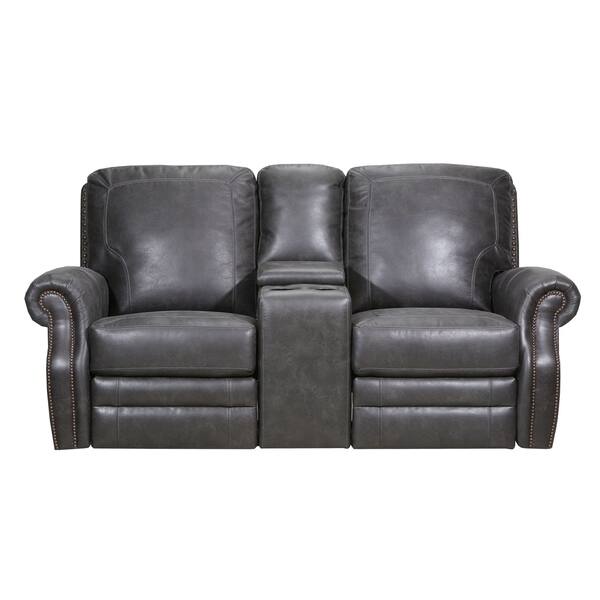 slide 3 of 5, Delray Faux Leather Power Loveseat Recliner with Console Storage and USB Charging Port Grey