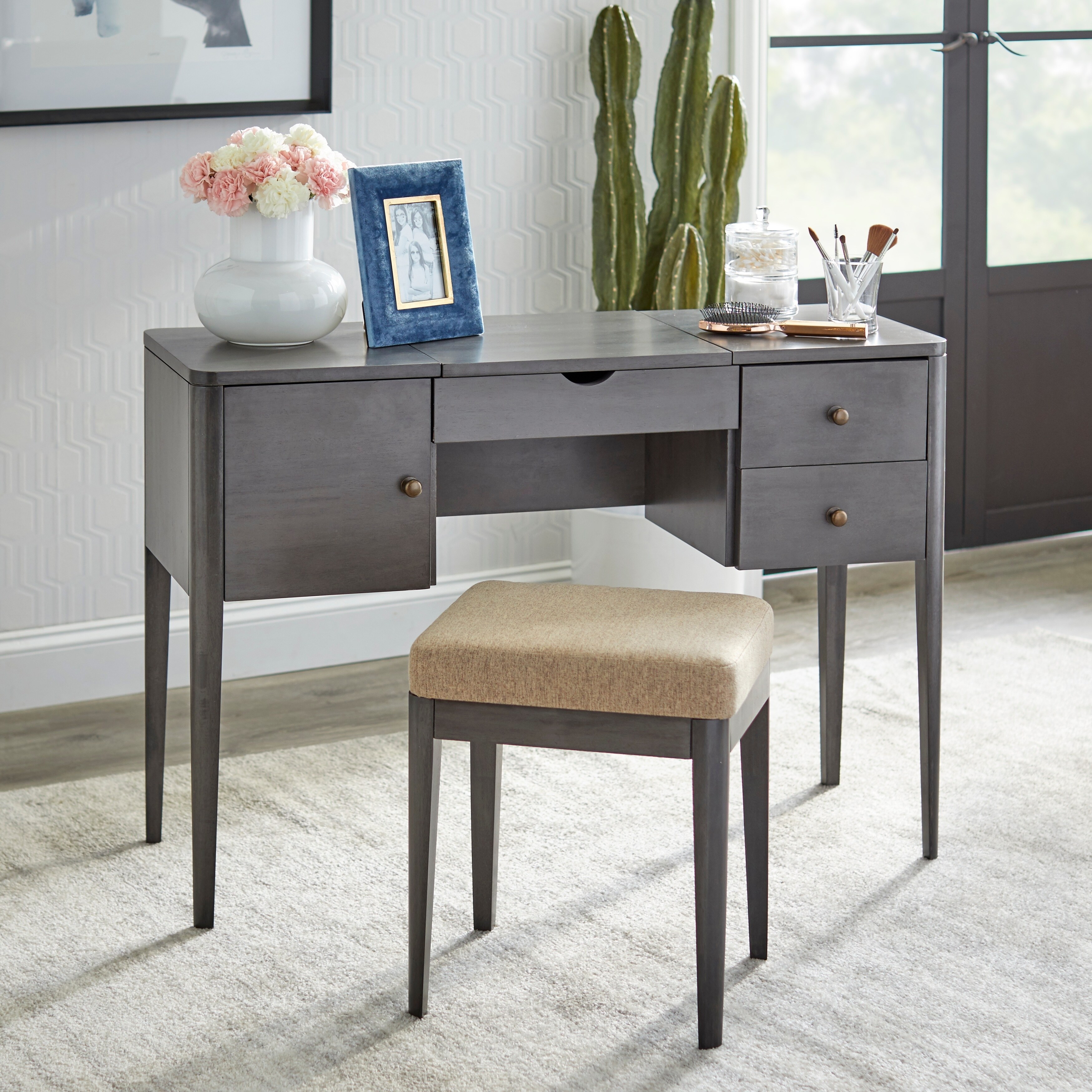 Shop Lifestorey Parc Vanity Desk And Stool Set Free Shipping