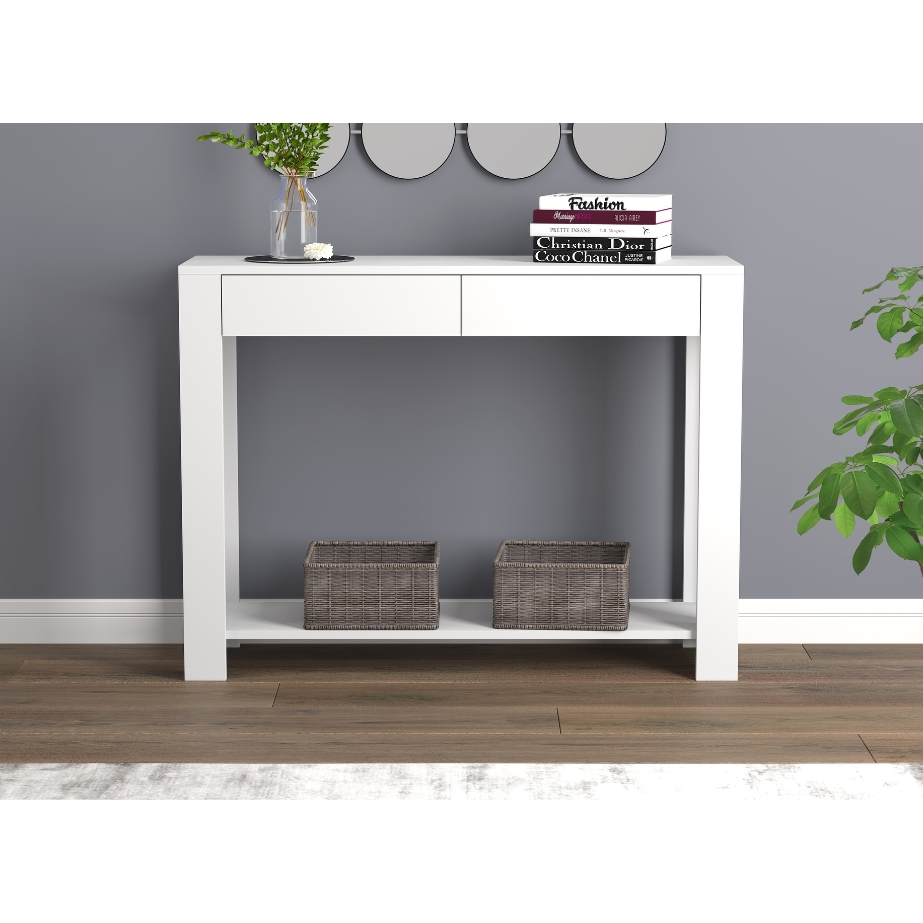 Shop Console Sofa Table 40 White With 2 Drawers On Sale