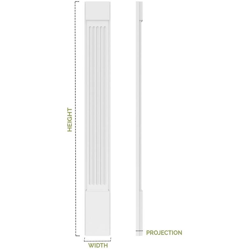 7 7/8"W x 90 1/2"H x 2 1/2"P with 18" Attached Plinth, Fluted Pilaster (each)
