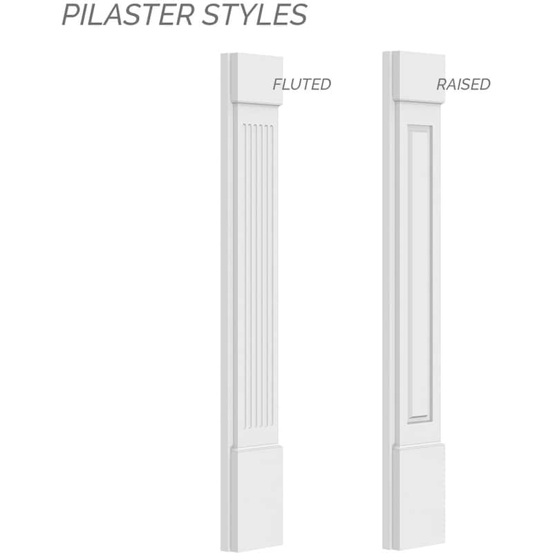7 7/8"W x 90 1/2"H x 2 1/2"P with 18" Attached Plinth, Fluted Pilaster (each)