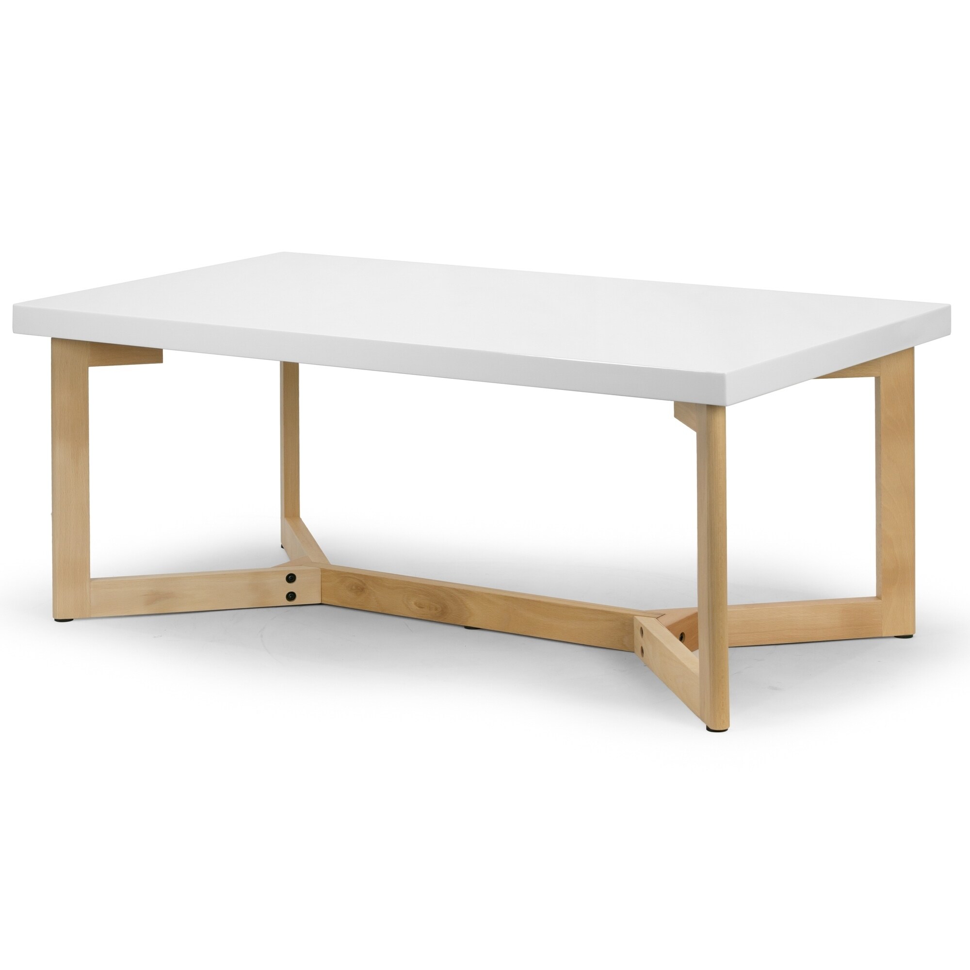 Shop Aniya White Coffee Table With Beech Wood Legs Overstock