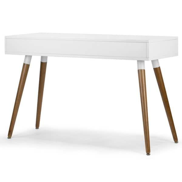 Shop Ani White Writing Desk With Walnut Finish Drawers On Sale